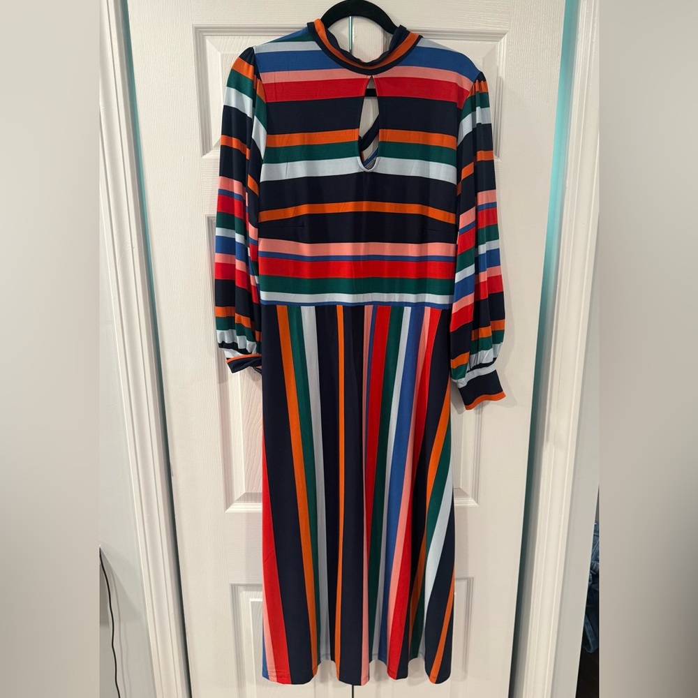 Colorful Striped Long Sleeve Dress